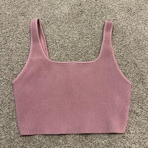 Aritzia Babaton mauve sculpt knit cropped tank